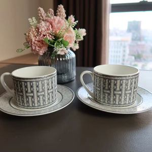 Juego de Taza y Platillo de Té de Porcelana China de Diseño Moderno, Vajilla Redonda de Cerámica para Café o Té, para Uso Doméstico o Comercial Transfronterizo - Product Image 1