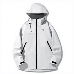 Unisex Hooded Windproof Jacket Solid Color Casual Autumn Wear Zipper Front Logo Regular Fit 100% Polyester Woven Material - Product Image 2