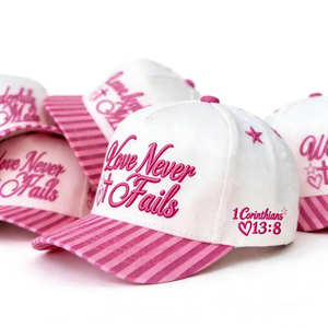Casquette de baseball rétro à 5 panneaux avec visière rayée rose et blanche, broderie 3D personnalisée, ajustable, en coton, pour un usage quotidien décontracté - Product Image 1