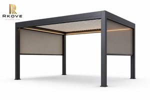 Pergola moderne d'extérieur RKOVE RK-C2 4*5m, auvent pour camping-car, caravane, pare-soleil pliable, structure en aluminium, toile Oxford enduite de PVC - Product Image 3
