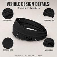 Bandeau de sport en gros avec logo personnalisé, antidérapant, absorbant la transpiration, large, pour l'entraînement, en silicone, OEM ODM