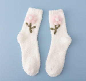 KT-T250251 belle fleur 3D <span class=keywords><strong>jolies</strong></span> filles mode microfibre dormir chaud confortable sol femmes <span class=keywords><strong>chaussettes</strong></span> floues - Product Image 5