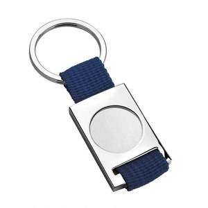 Portachiavi in Tessuto Blu Scuro Personalizzato con Logo e Apribottiglie in Metallo - Product Image 1