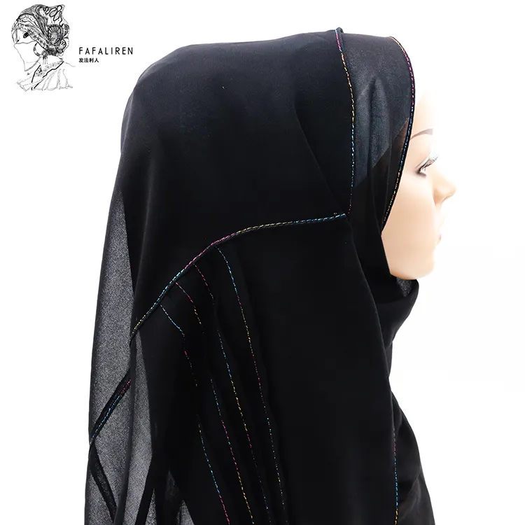 Chiffon Muslim Islamic Lady Scarf Hijabs for Women Wholesale Hot Selling Cheap Custom Special Black Woman Headscarf All-season
