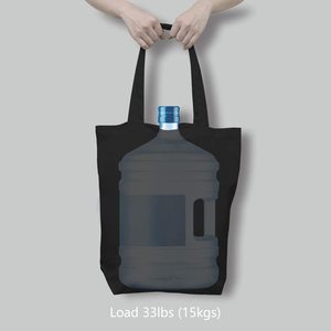 Sac fourre-tout écologique pour femme en toile de coton épaisse, rayé noir, avec logo imprimé personnalisé - Product Image 4