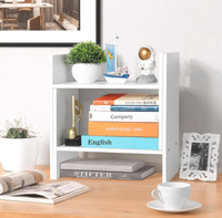 Vente flash, étagère de bureau multi-niveaux en bois blanc pratique et bon marché, petit organisateur de livres de bureau