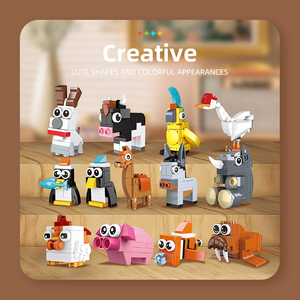 JIESTAR MOC <span class=keywords><strong>Mini</strong></span> figuras de animales lindos juego de bloques de construcción plástico educativo modelo coleccionable creativo DIY novedad regalo conjunto - Product Image 3