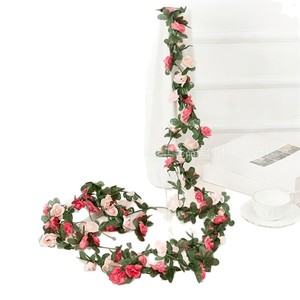 Guirlandes de roses artificielles en plastique rose, rouge, champagne, décoration de mariage et de maison, style naturel, guirlande de fleurs faite à la main - Product Image 1