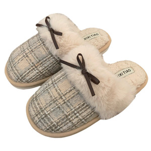 New Casual Winter Warm Slippers Cute Bow Tie PVC Couple Set - Product Image 4