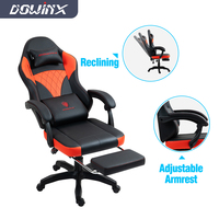 Chaise de bureau ergonomique pivotante pour jeux vidéo avec accoudoirs adaptatifs et repose-pieds