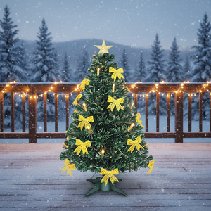 <span class=keywords><strong>Albero</strong></span> <span class=keywords><strong>di</strong></span> <span class=keywords><strong>Natale</strong></span> in Fibra Ottica Verde Pre-Illuminato <span class=keywords><strong>di</strong></span> Alta Qualità 2-2,5 Piedi con Stella in Cima, Candela a Farfalla e Luci LED Cambia Colore a Batteria - Product Image 4