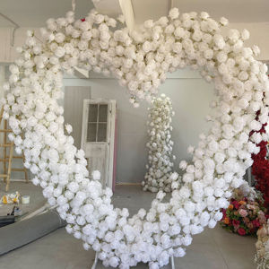 Wholesale Heart-Shaped Red Artificial Rose Flower Arch Iron Material Wedding Stage Decoration for <strong>Party</strong> <strong>Backdrop</strong> - Product Image 5