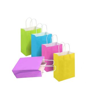 Bolsas de Papel Kraft Biodegradables Ecológicas de Diseño Simple con Asa Larga para Compras Diarias y Uso como Regalo - Product Image 1