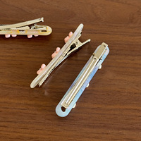 Pince à cheveux en acétate en forme de cœur avec fleurs fraîches, design rétro élégant à étoiles latérales, pour franges droites, accessoires capillaires
