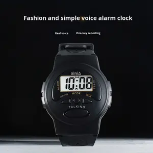 Montre électronique à affichage vocal avec fonction à un clic pour les personnes âgées et les aveugles, noire, 43 mm, montre cadeau - Product Image 2