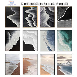 Quadro Originale di Fabbrica d'Arte con Onde, Moderno con Texture 3D, Paesaggio Marino Blu, Arte da Parete di Dimensioni Personalizzate, Tela Incorniciata con Galleria, Dipinto da Appendere - Product Image 5