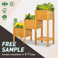 WDF Natural Factory Grosir Pot Tanam Persegi Panjang dari Bambu, Tempat Tanam Terangkat, Kotak Tanam Luar Ruangan, Bedeng Tanam Terangkat