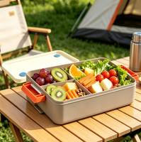 Boîte à bento multi-compartiments étanche de 2000 ml avec boucles de sécurité, conteneur pour repas pour étudiants, employés de bureau, préparation quotidienne des repas