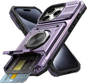 Étui portefeuille Laudtec pour <span class=keywords><strong>iPhone</strong></span> 16 Pro Max avec porte-cartes [pour 2 cartes] et anneau rotatif magnétique à 360°, protection robuste contre les chutes, vente en gros, OEM/ODM/marque privée - Product Image 1