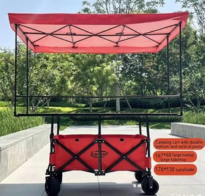 Carrito de Compras Plegable con Mesa, Ruedas Todoterreno de Metal, Diseño de Elevación Alta para Mercado Nocturno y Barbacoa - Product Image 5