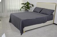Parure de lit luxe en bambou 300TC, lot de draps en bambou comme draps en soie de mûrier Queen Size