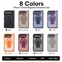 Étui pliable pour iPhone 18 avec béquille magnétique, cadre métallique, 8 couleurs, protection de l'appareil photo, dos transparent anti-rayures
