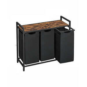 Giỏ đựng đồ giặt bằng kim loại chống thấm nước, khuyến mãi nóng, có ngăn chứa đồ giặt, kèm 3 túi phân loại đồ giặt có thể tháo rời và kệ trên cùng - Product Image 2