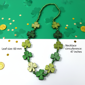 Collana con Perline a Trifoglio Verde per San Patrizio, Vendita all'Ingrosso, in Plastica e Metallo, Ideale per Decorazioni di Feste e Carnevale - Product Image 1