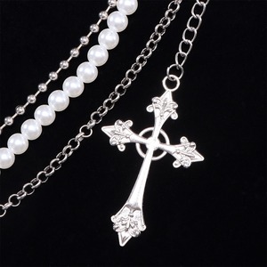 yueli Hip Hop Style Multi Layer Pearl <b>Cross</b> Waist <b>Chain</b> For <b>Men</b> Daily Wear Fashion Body <b>Chain</b> - Product Image 3
