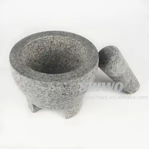 Profesional granit Molcajete Mortar dan alu batu penggiling