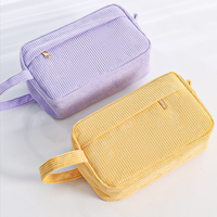 Trousse à crayons en velours côtelé multicolore, sac de rangement portable pour papeterie, pochette à fermeture éclair de grande capacité pour fournitures scolaires