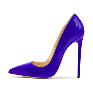 Women's 12cm High Heels Stiletto <b>Pumps</b> Solid Color Shiny Patent Leather Court Shoes Pointed Toe Slip-On Fashionable Summer Club - Product Image 1
