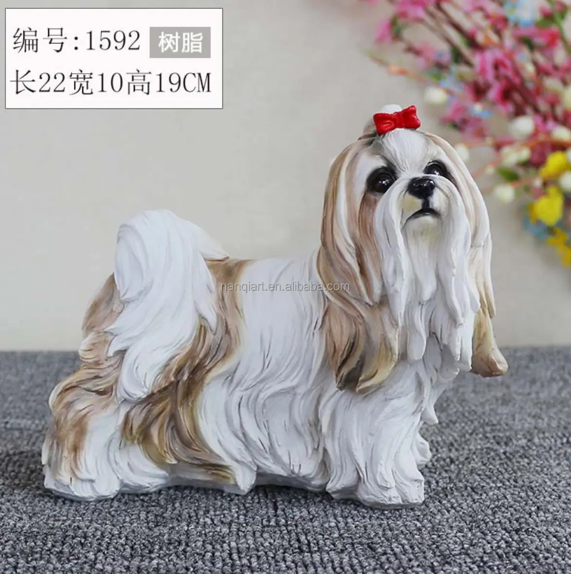Cheap Wholesale Home Decoration Ornament Artificial Handicrafts Resin Small Cartoon Cute Animal Models White Pet Dogs Statues