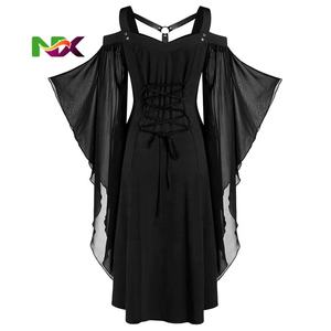 Disfraz de Halloween, Vestido Gótico Vintage, Vestido de Murciélago con Mangas Largas y Cordones, Vestidos Medievales de Novia Fantasma, Ropa de Vampiro - Product Image 4