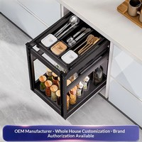 Étagère à Épices de Cuisine Modèle C1505 en Alliage d'Aluminium Luxueux, Panier à Outils Coulissant, Égouttoir à Vaisselle pour Armoire