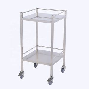 Chariots en acier inoxydable Chariots chirurgicaux à 2 étagères Chariots utilitaires médicaux Chariot de traitement Chariot d'hôpital pour patient - Product Image 2