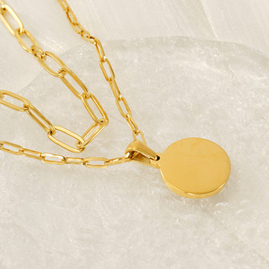 Zogxin Double Layer Gold Plated Stainless Steel Letter Pendant Necklace For Women With Z Initial Round Charm - Product Image 3