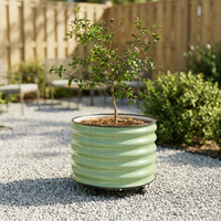 Kits de jardinières surélevées rondes en métal pour l'intérieur, bacs à fleurs avec roulettes au fond