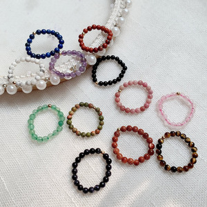 แหวนคริสตัลธรรมชาติสำหรับผู้หญิงงานแต่งงานงานปาร์ตี้ควอตซ์เงาอเมซอนไนต์ทัวร์มาลีนสีชมพูมินิมอลลิสต์แหวนยืดหยุ่นปรับขนาดได้สไตล์โบโฮ - Product Image 3