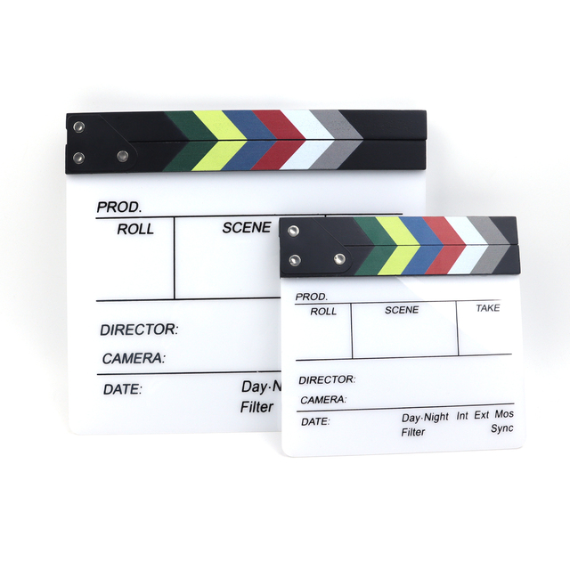 Pafu Acrylic Film Clapboard Movie Clapper Board Director's Cut Action Scene White Movie Action Slate Clapper Board