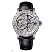 Montre mécanique automatique squelette pour homme, luxe, boîtier en acier inoxydable noir et argent, bracelet en cuir, lunette sertie de diamants, verre minéral
