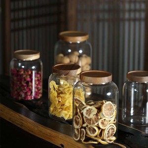 Wholesale Borosilicate <b>Glass</b> Storage <b>Jar</b> <b>with</b> Airtight Acacia <b>Lid</b> - Product Image 2
