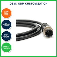 Connecteur mâle M12 à 8 broches surmoulé, codage A, pour encodeurs absolus et capteurs multicanaux
