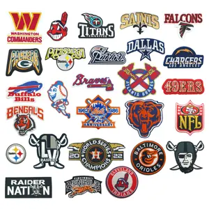 アメリカンフットボールチーム野球チームロゴ手作り刺繍アイアンオンパッチスポーツアップリケパッチ