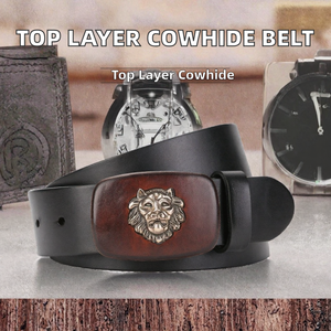 Ceinture décontractée en cuir de vachette pour homme, boucle en alliage, finition lisse, accessoire de mode personnalisé - Product Image 2