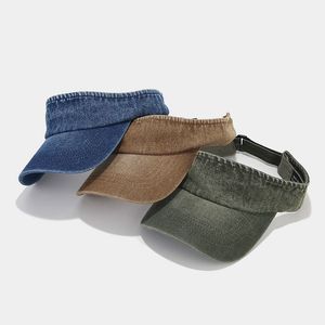 Gorra de visera abierta de mezclilla minimalista de moda al por mayor, estilo vintage lavado, para deportes al aire libre - Product Image 3