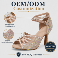 Chaussures de danse jazz à talons hauts pour femmes, sandales à bout ouvert en maille avec brides croisées et talons aiguilles ornés de strass