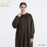 Abaya ample à manches longues et à capuche pour l'hiver 2026, robe modeste pour femmes musulmanes, sweat-shirt Abaya zippé avec poches