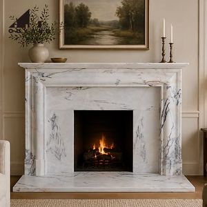 Cheminée <span class=keywords><strong>en</strong></span> <span class=keywords><strong>marbre</strong></span> blanc naturel poli, décoration intérieure moderne personnalisée pour la maison, entourage de cheminée <span class=keywords><strong>en</strong></span> pierre - Product Image 1