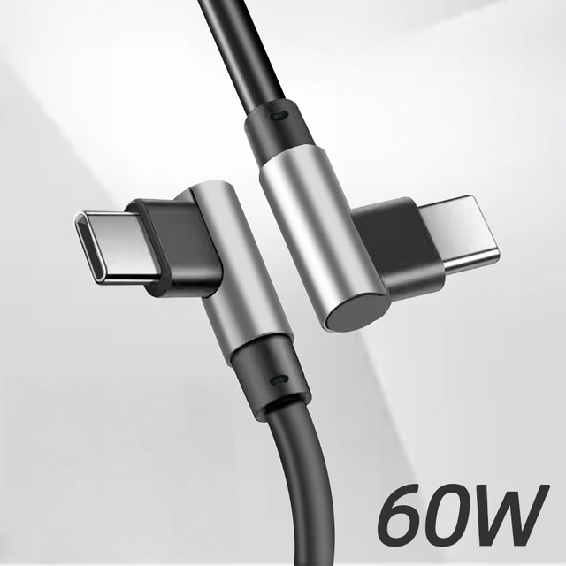 MQ USB C to USB C Cable 60W 100W PD Fast Charging Double Right Angle Type C Cable Gaming Braided Data Cable